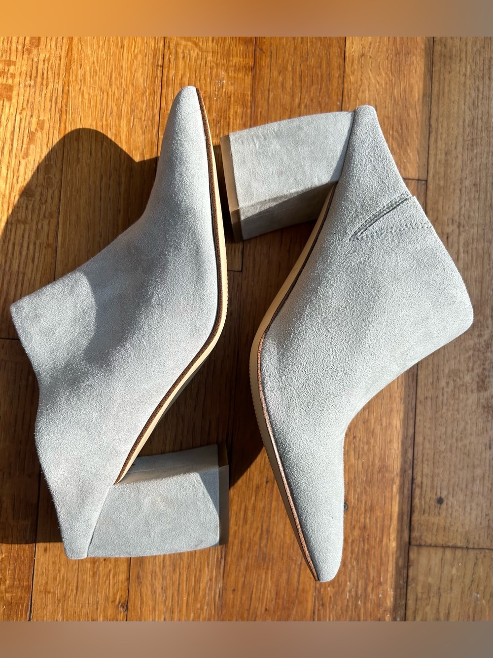 Marc Fisher Ragni Pointed Toe Mule Booties Light Gray Suede - Size 8.5 NWOT
